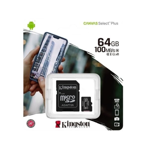 Kingston Canvas Select Plus Micro SDXC 64GB Card - With SD Adapter - 02 Years Warranty - Original