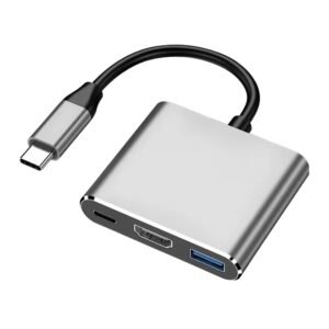 Type-C To HDMI 3 in 1 Adapter - HDMI+USB 3.0+Type-C (PD) - Silver Colour - CHINA