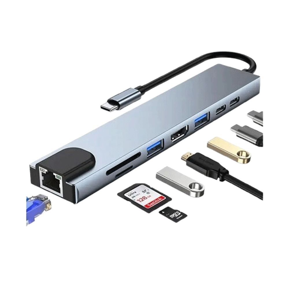USB-C 8-in-1 – Multiport Hub with 4K HDMI & Ethernet